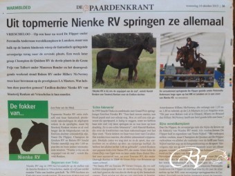 Artikel over onze top merrie Nienke RV in de paardenkrant.