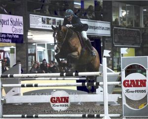 Wivianne RV (Burggraaf x Wolfgang) jumping International 1.40m classes with rider Ger O'brien.